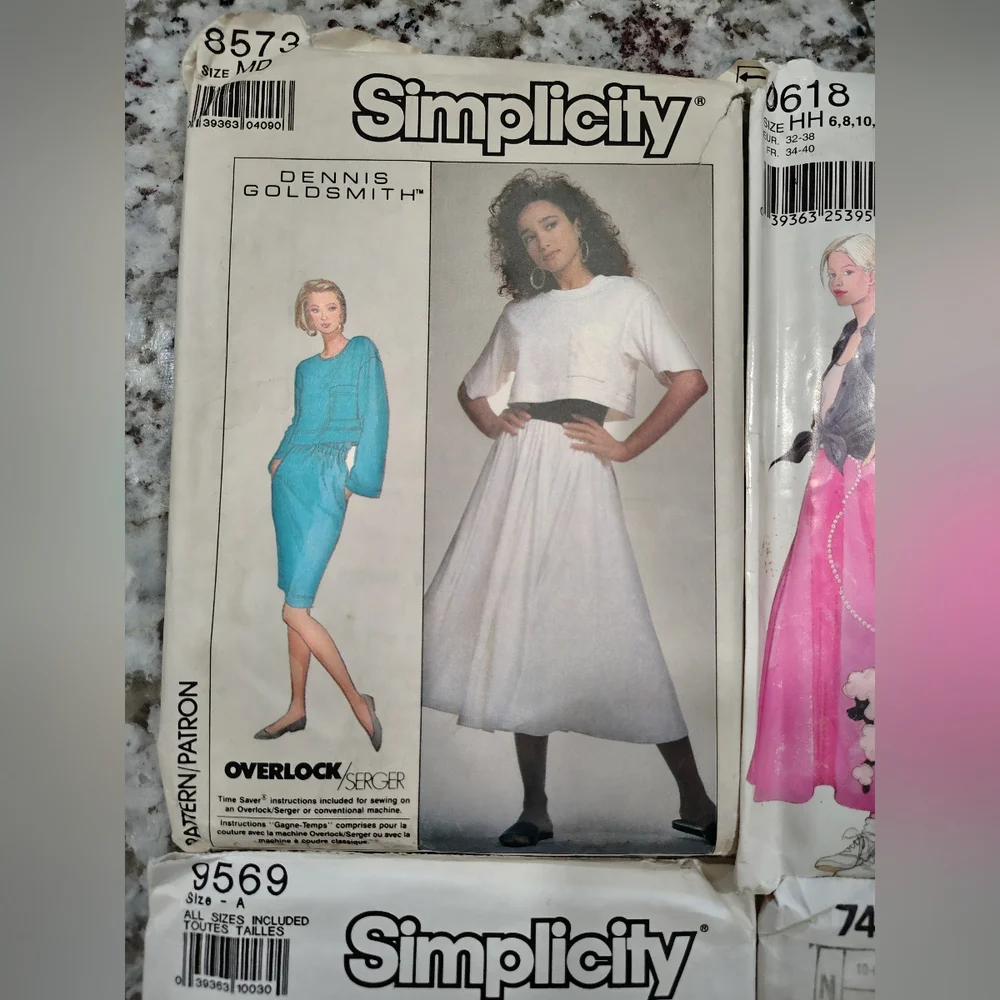 Vintage 80s Sewing Pattern Lot Simplicity &‎ New Look Dresses, Jumpsuits Ski